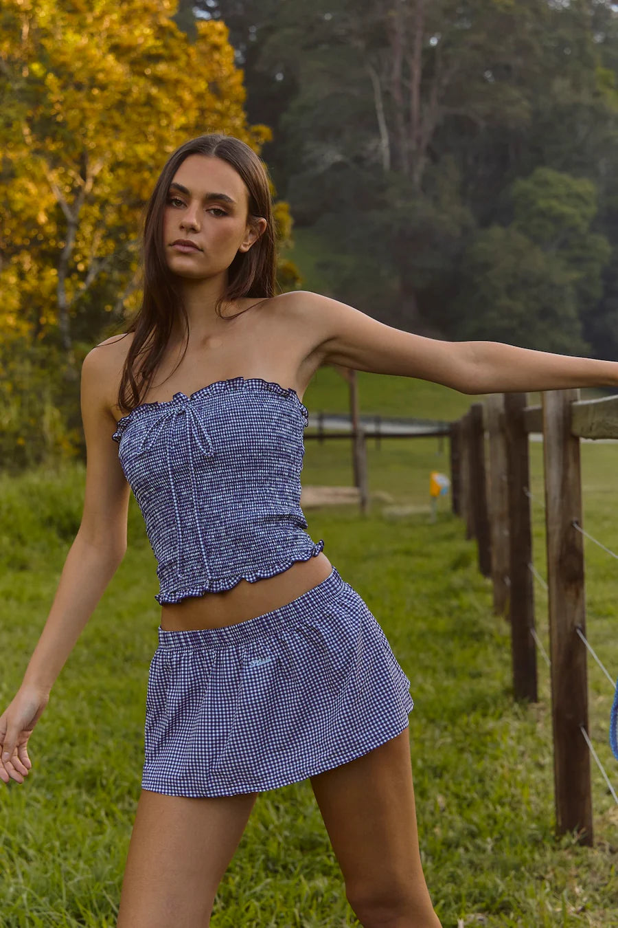 MAGNOLIA TOP - BLUEBELL GINGHAM