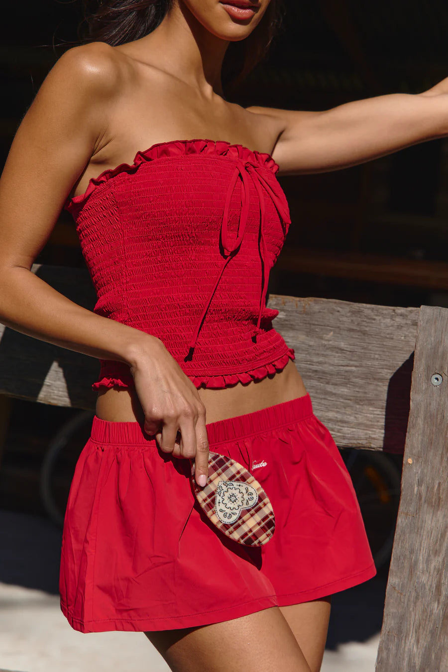 MAY POPLIN SKIRT - STRAWBERRY RED